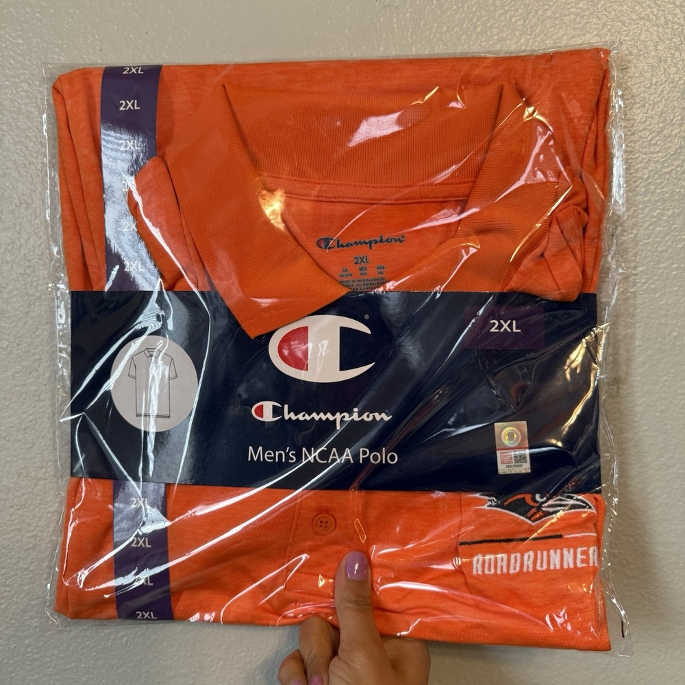 Champion NCAA UTSA Men's Collar Short Sleeve Polo 2XL Orange Game Day Football - Picture 5 of 12